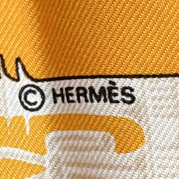 Auth HERMES Callet 40 - Orange Gray Yellow Multi Scarf - Picture 3 of 4